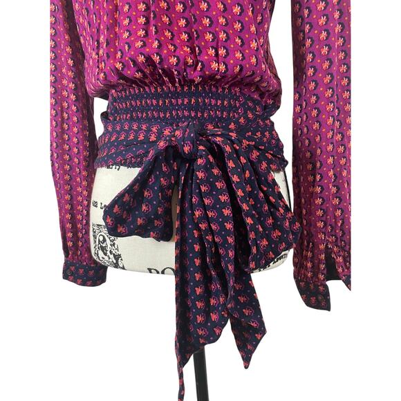 ANTHROPOLOGIE MAEVE BLOUSE WRAP LISA PUFFED SLEEVES SZ 2 FLORAL AESTHETIC V NECK - Picture 11 of 16